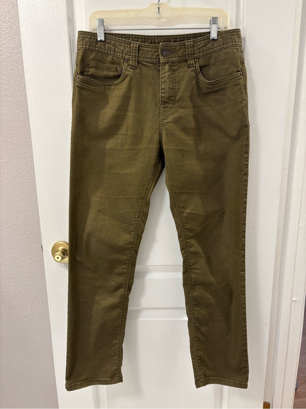 Prana Men's Olive Slim Fit Pants Five Pocket Zip Fly 28" inseam